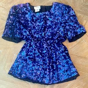 Vintage Stenay Amazing blue sequence shirt top L
